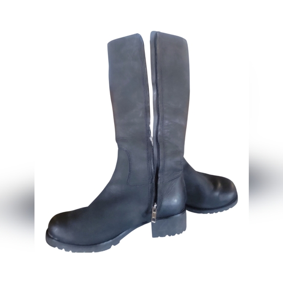 UGG Australia Broome II Black Tall Leather Shearling Winter Women's Boots 6.5 - Picture 9 of 12